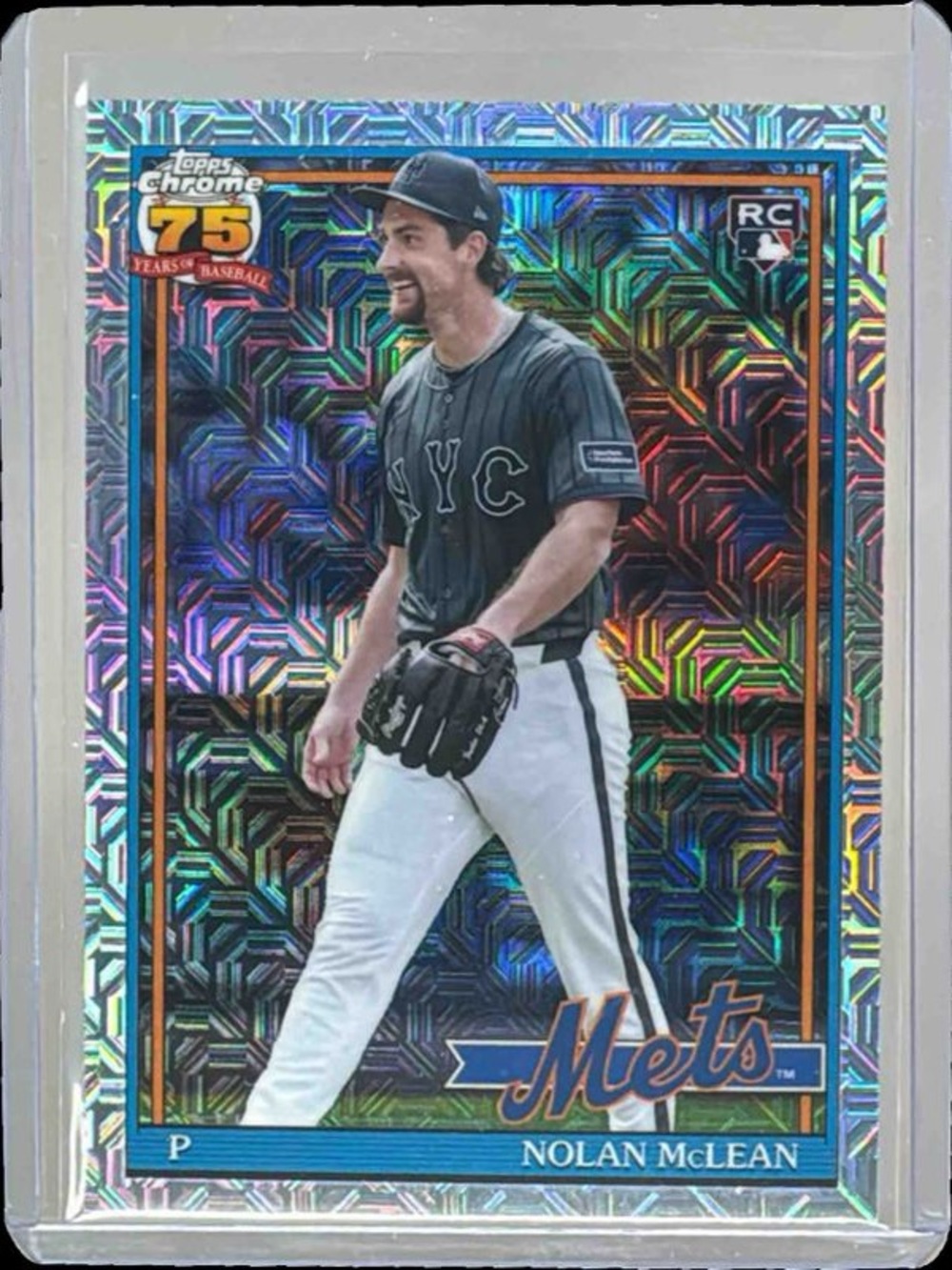 Topps 2026 Mets Holographic Silver Refractor Chrome Baseball Card